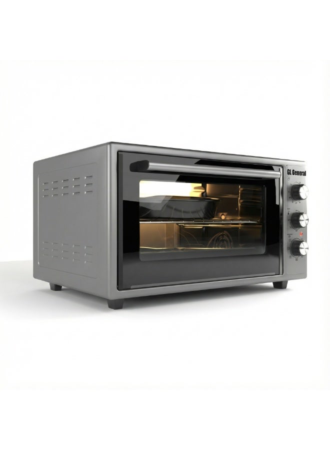 GL General General GL 60 Lt Electrical Toaster Oven, 6 Multi Functions, 60x49cm, 2100 Wat, Double Glass, Up & Down Heating, Mechanical Timer, Internal Light, Deep Tray & Stand Included - Image 5