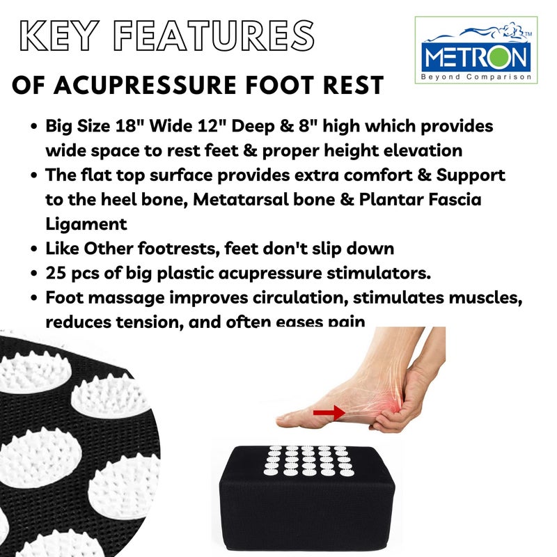 Metron Extra Large Foot Rest for Stools High Chairs Sofa Dining Table Under Desk Best for Kids Adults Shorter Folks Senior Persons Now with Acupressure Stimulators for Pain Relief - Image 4