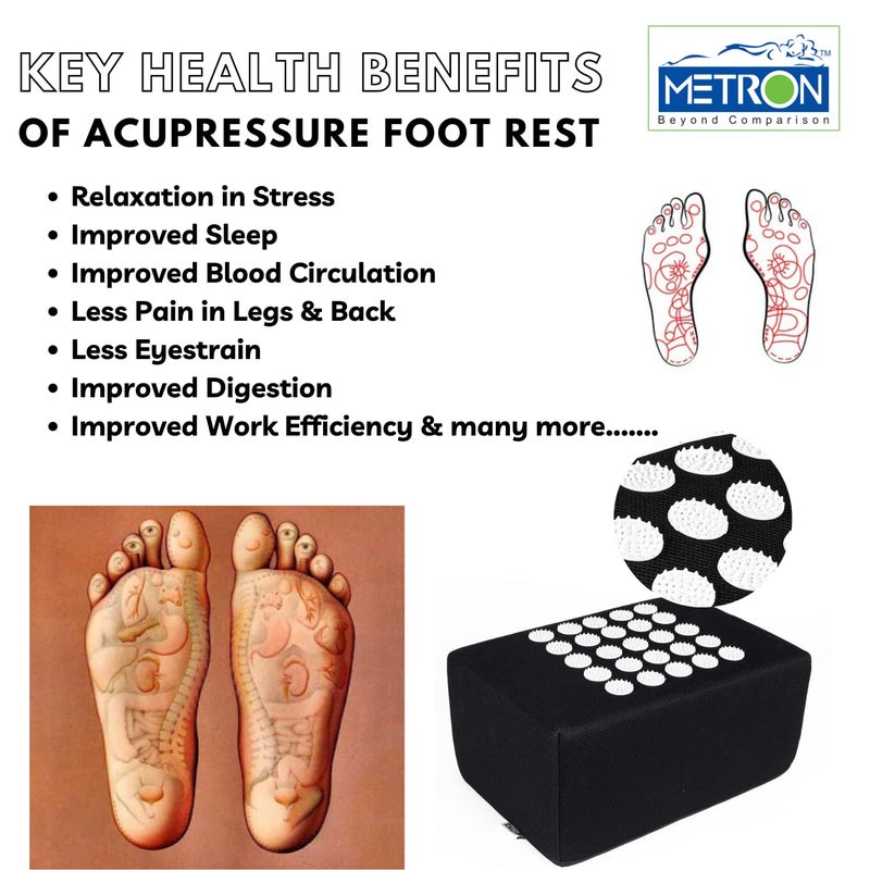 Metron Extra Large Foot Rest for Stools High Chairs Sofa Dining Table Under Desk Best for Kids Adults Shorter Folks Senior Persons Now with Acupressure Stimulators for Pain Relief - Image 5