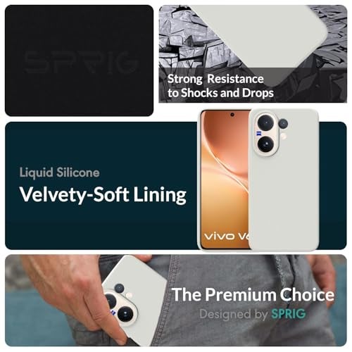 SPRIG Compatible with Vivo V60 Premium SilkTone Back Cover Drop Tested Shock Proof Mobile Case for Men, Women, Boys and Girls with Camera Protection (Light Grey) - Image 2