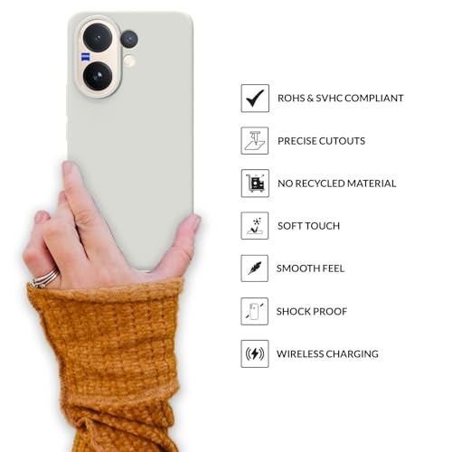 SPRIG Compatible with Vivo V60 Premium SilkTone Back Cover Drop Tested Shock Proof Mobile Case for Men, Women, Boys and Girls with Camera Protection (Light Grey) - Image 4