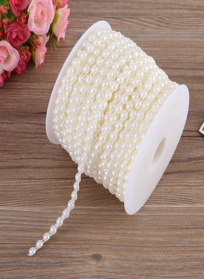 25M/Roll Double Cotton Line Imitation Half Round Pearls Beads Chain Garland for Wedding (beige) - Image 2