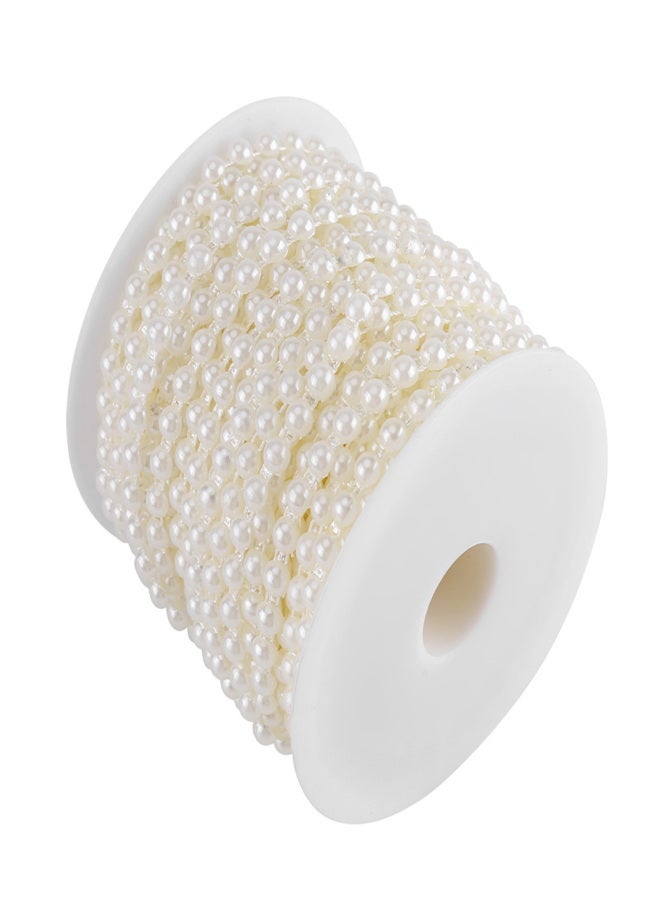 25M/Roll Double Cotton Line Imitation Half Round Pearls Beads Chain Garland for Wedding (beige) - Image 1