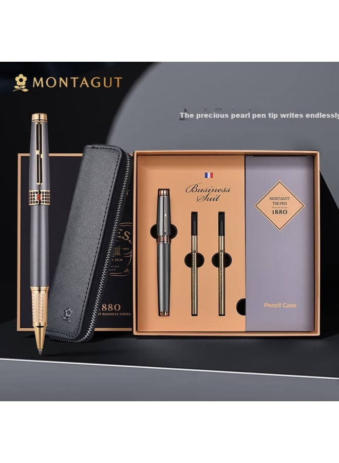 Montagut قلم مونتاجوت المميز للرجال والنساء لكتابة الأعمال في المكتب مجموعة هدايا فاخرة صندوق هدايا عيد الميلاد سلسلة جنكن رمادي 0.5 مم - Image 5
