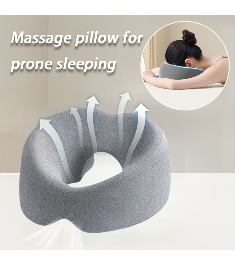 Green Ergonomic Face Cushion With O Shape Design And Removable Soft Pillow For Spas Home Or Travel Use Providing Neck And Jaw Support - Image 1