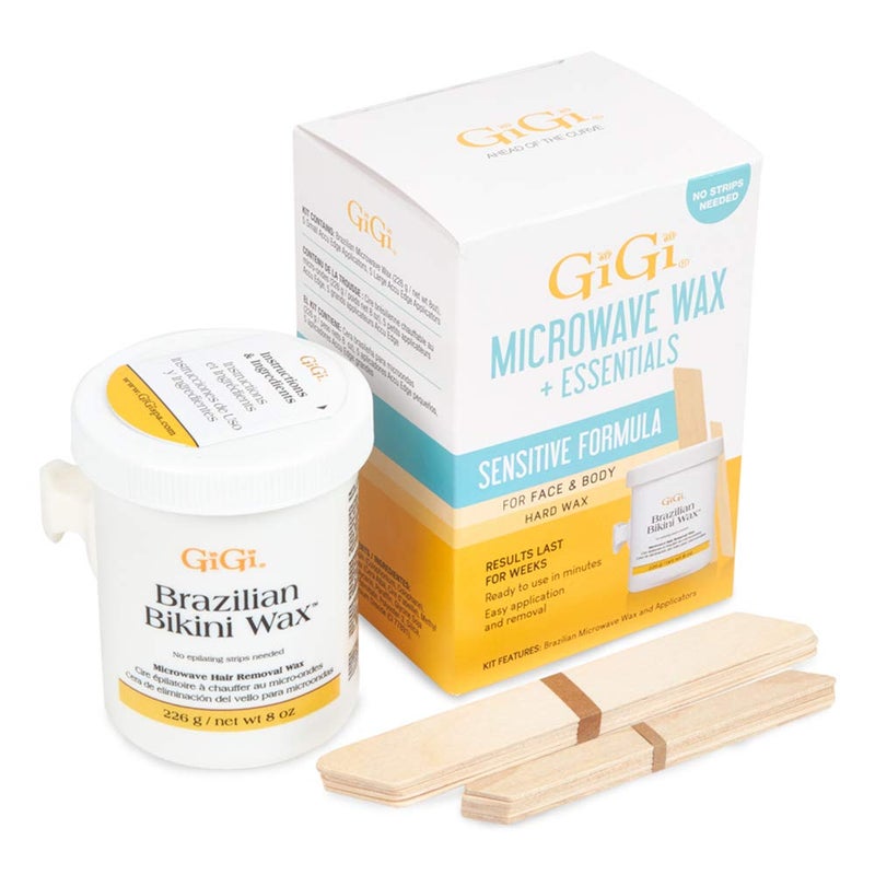 GiGi Brazilian Bikini Wax Microwave Kit - Hard Wax for Sensitive Skin, Face & Body Hair Removal, No Strips Needed, Easy At-Home Waxing Kit - Image 1