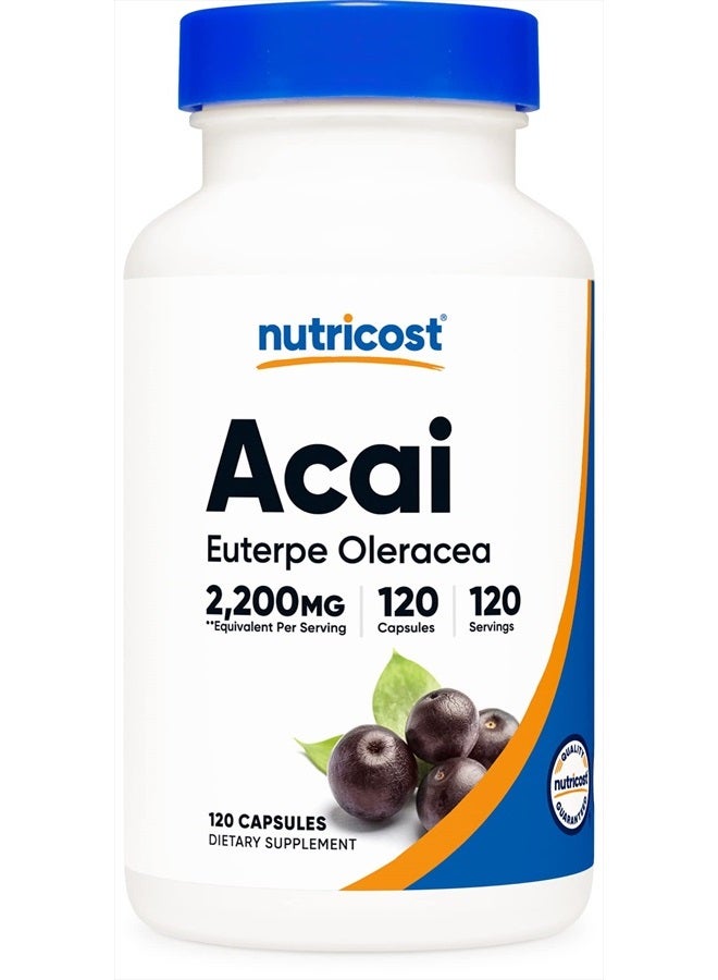 Nutricost Acai Extract 550mg, 120 Vegetarian Capsules (Euterpe Oleracea) - Non-GMO, Gluten Free - Image 1