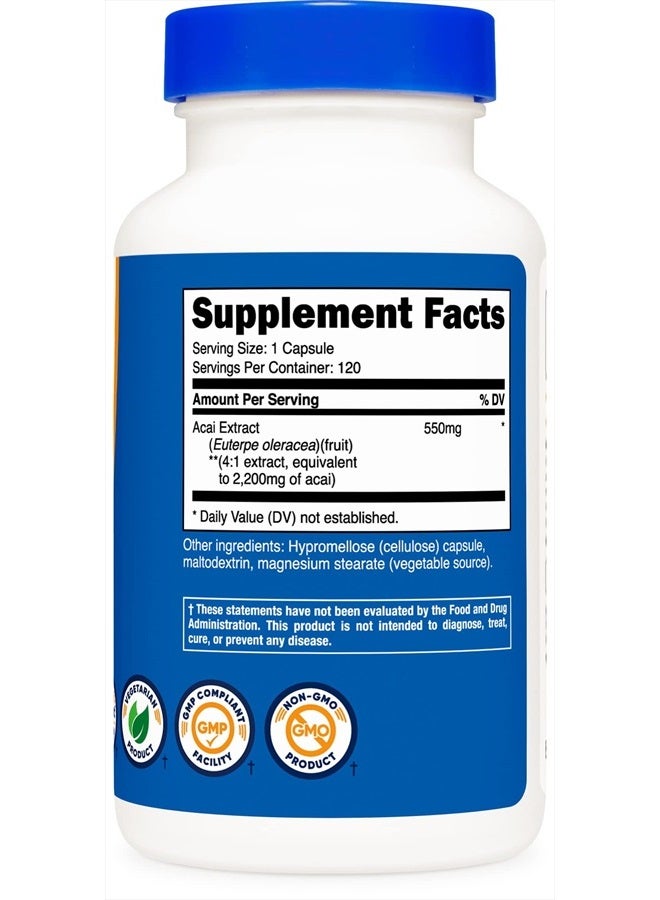 Nutricost Acai Extract 550mg, 120 Vegetarian Capsules (Euterpe Oleracea) - Non-GMO, Gluten Free - Image 3