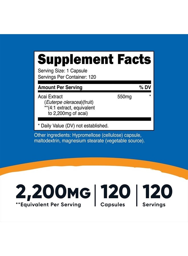 Nutricost Acai Extract 550mg, 120 Vegetarian Capsules (Euterpe Oleracea) - Non-GMO, Gluten Free - Image 4