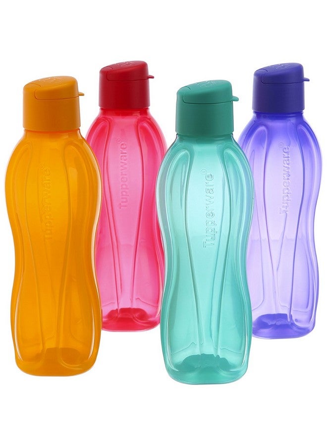Tupper Ware Fliptop Water Bottle Set Of 4, 750Ml,Multicolor - Plastic
