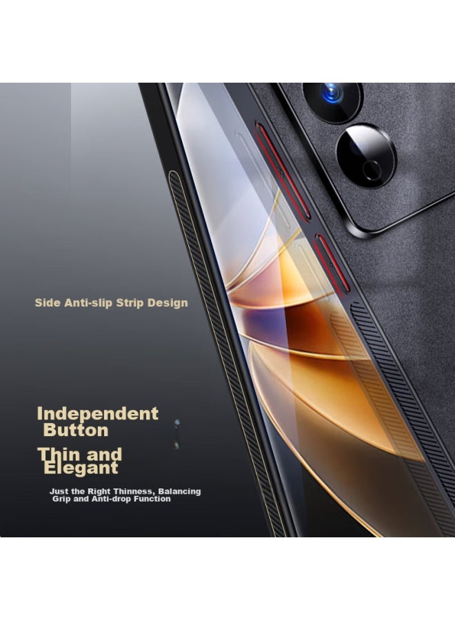 Shangsu, Suitable For Vivos16 Phone Case, Vivos16 Pro Protective Cover, Shockproof, Full Lens Protection, Soft Shell, Luxury Lambskin, Simple Silicone Outer Case, For Women And Men, Leather Case, Gray - Image 4
