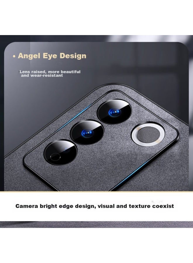 Shangsu, Suitable For Vivos16 Phone Case, Vivos16 Pro Protective Cover, Shockproof, Full Lens Protection, Soft Shell, Luxury Lambskin, Simple Silicone Outer Case, For Women And Men, Leather Case, Gray - Image 2