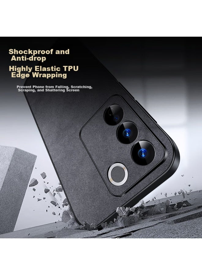 Shangsu, Suitable For Vivos16 Phone Case, Vivos16 Pro Protective Cover, Shockproof, Full Lens Protection, Soft Shell, Luxury Lambskin, Simple Silicone Outer Case, For Women And Men, Leather Case, Gray - Image 3