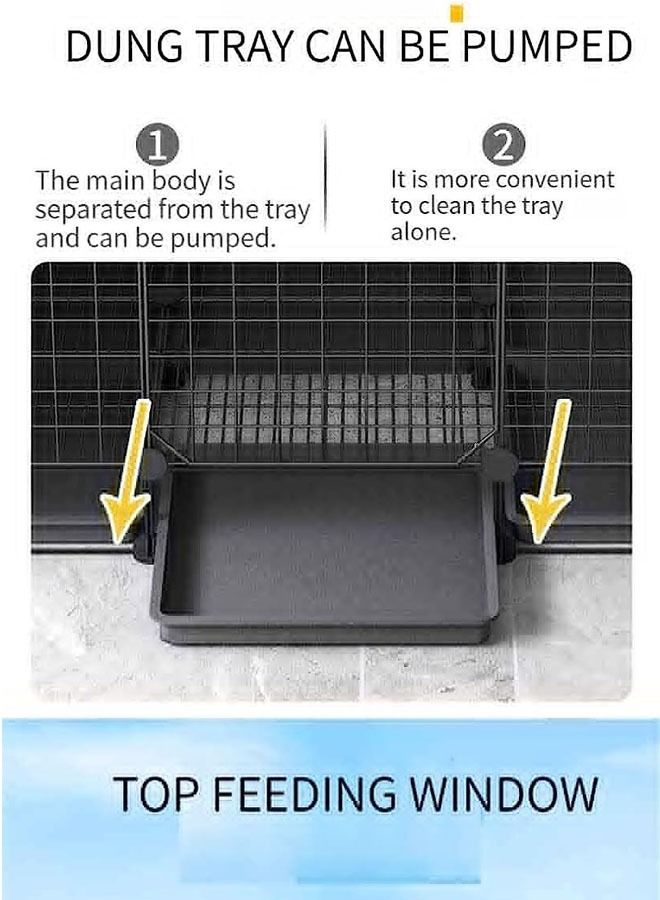 قفص القطط الداخلي، أقفاص طيران الطيور، بيوت القطط الكبيرة مع أبواب أمامية، سلالم، منصات، صينية أسفل السرير للحيوانات الأليفة، الجراء، أرنب فيريت، القنفذ، 105 × 35 × 80 سم - Image 3