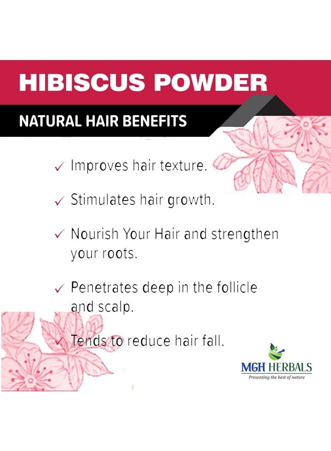 MGH Herbals Organic Natural Hibiscus Flower Powder 200G (Rosa Sinensis) Gudhal Powder For Hair Improvement, Hair Growth & Face Pack Mask - 200 Grams  - Image 3