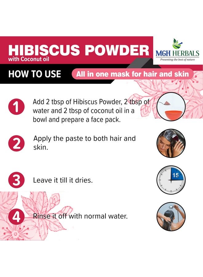 MGH Herbals Organic Natural Hibiscus Flower Powder 200G (Rosa Sinensis) Gudhal Powder For Hair Improvement, Hair Growth & Face Pack Mask - 200 Grams  - Image 5