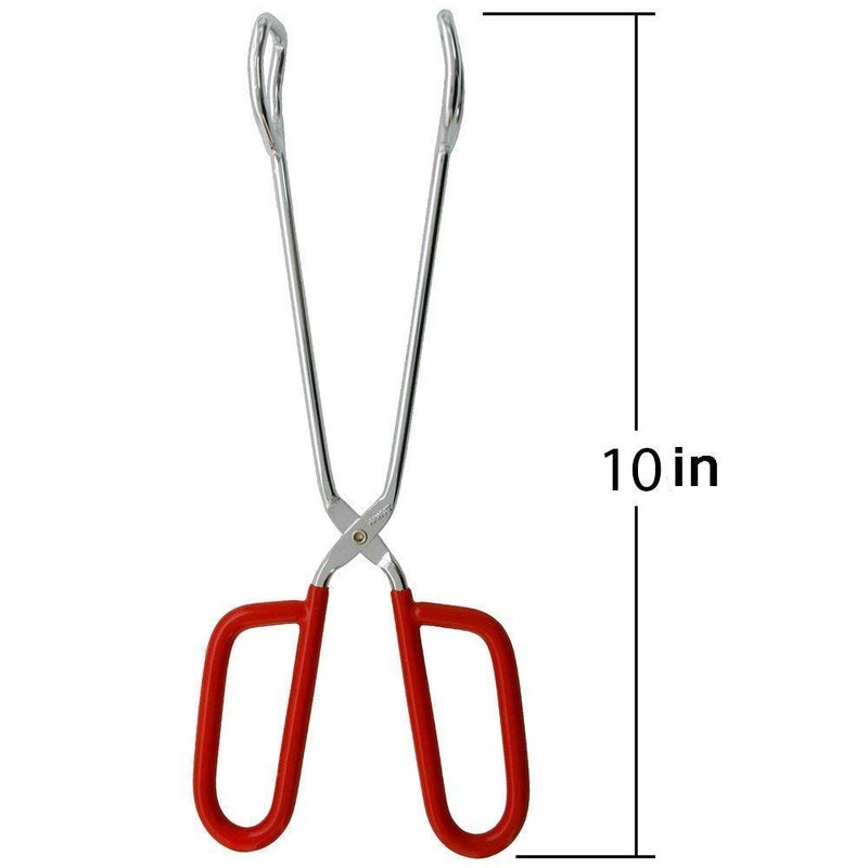 Hiash 10-Inch Heavy Duty Stainless Steel Kitchen Tongs - Non-Slip Comfortable Red Grip  Scissor Design  Heat Resistant For Bbq And Cooking  Set Of 2 - Image 2