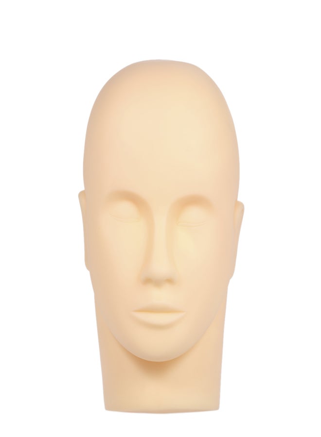 Dummy Training Head Flat Head Model Makeup Training Head Eyelash Extension Practice Tool   Closed Eyes No Hair - Image 1
