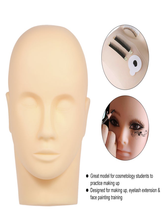 Dummy Training Head Flat Head Model Makeup Training Head Eyelash Extension Practice Tool   Closed Eyes No Hair - Image 5