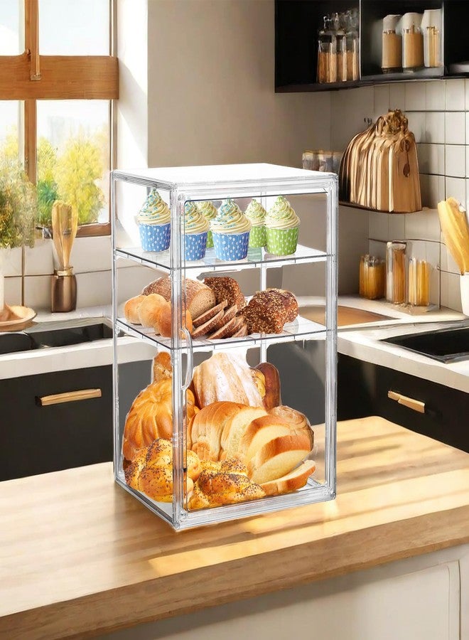 ZLLZUU Bread Box for Kitchen Countertop Pastry Display Case 4 Layers Adjustable Clear Bread Storage Container with Magnetic Door Bread Box Airtight Bakery Display Case Bread Holder - Image 4