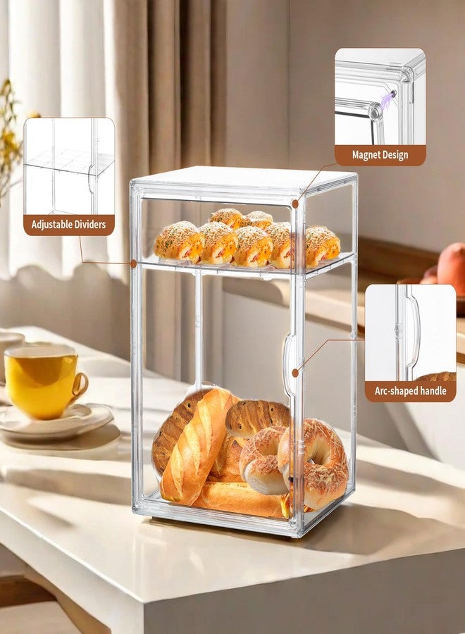 ZLLZUU Bread Box for Kitchen Countertop Pastry Display Case 4 Layers Adjustable Clear Bread Storage Container with Magnetic Door Bread Box Airtight Bakery Display Case Bread Holder - Image 3