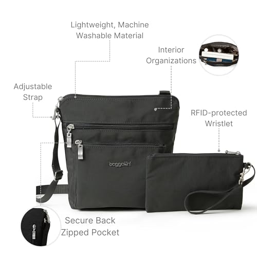 Baggallini Pocket Crossbody with RFID - Travel Crossbody Bag for Women with Adjustable Shoulder Strap - Lightweight Water-Resistant Purse - Image 3