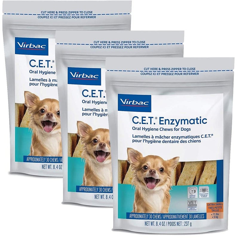 Virbac C.E.T. Enzymatic Oral Hygiene Chews for Petite Dogs, 90 Count