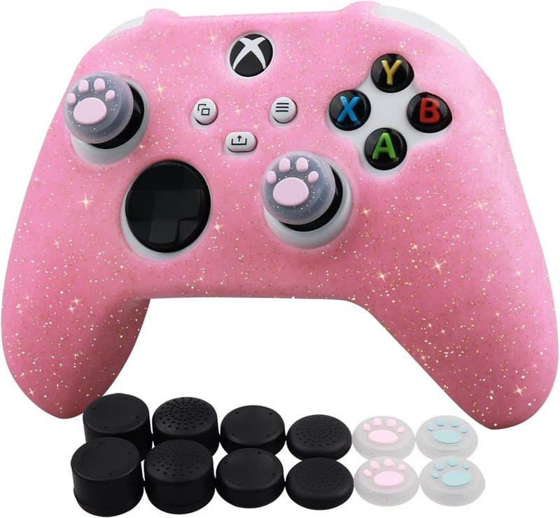 RALAN Xbox Series Glitter Silicone Controller Skins with 12 Thumb Grips, Sweat-Proof Anti-Slip Controller Cover Skin Protector Compatible with Xbox Series S/X Controller - Image 1