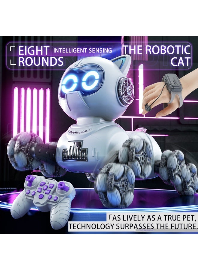 Day Wins Fully Automatic Intelligent Eight-wheeled Dual Remote-Controlled Robot Cat, 360° Rotation, Multi-terrain Adaptive, Emotion Interaction, Touch Sensing, Children's Science and Technology Toy. - Image 2