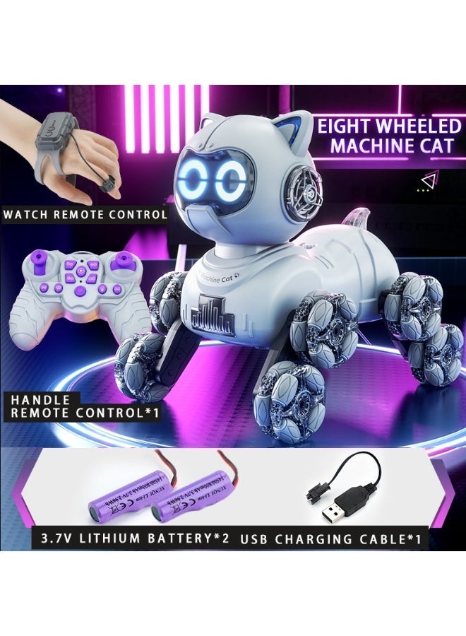 Day Wins Fully Automatic Intelligent Eight-wheeled Dual Remote-Controlled Robot Cat, 360° Rotation, Multi-terrain Adaptive, Emotion Interaction, Touch Sensing, Children's Science and Technology Toy. - Image 1