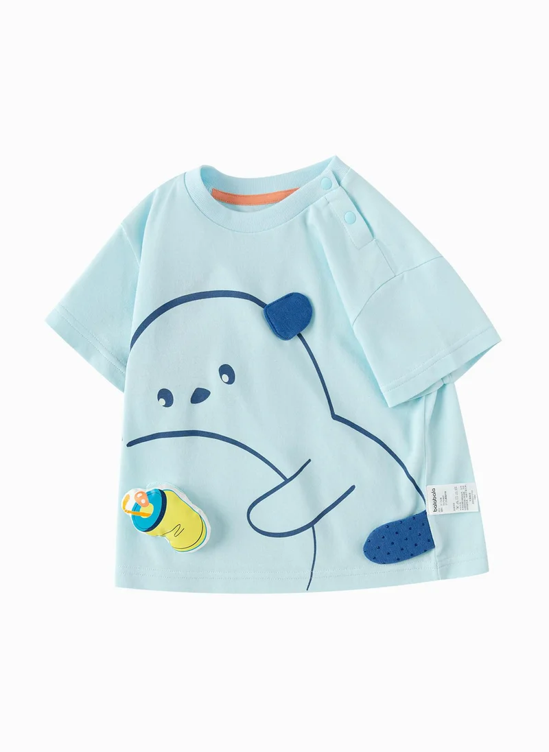بالابالا Baby Boy Round v-neck short-sleeved T-shirt