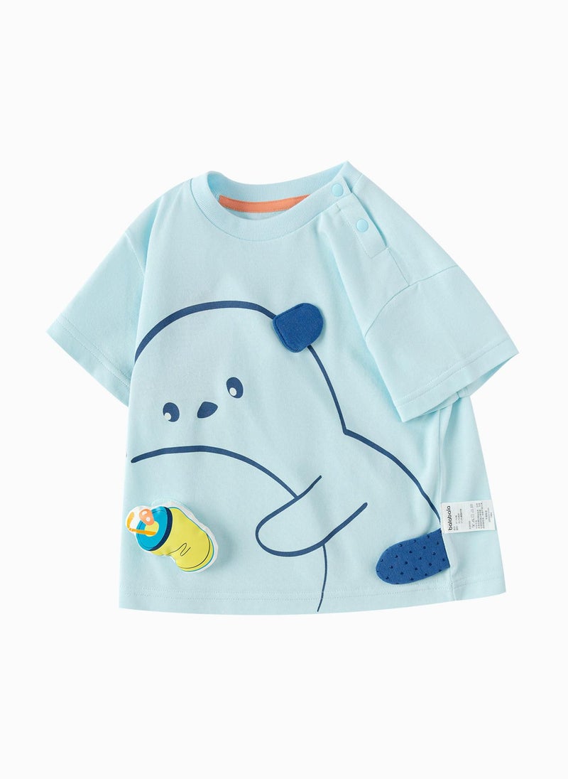 Balabala Baby Boy Round v-neck short-sleeved T-shirt - Image 1