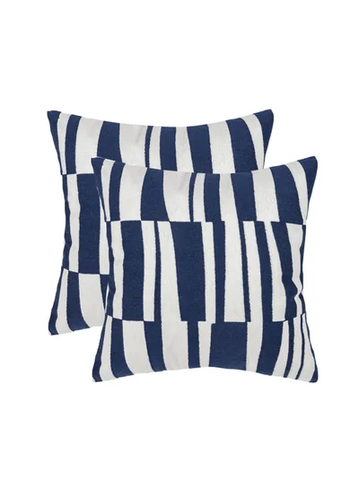 Donetella 2 Piece Embroidered Cushion cover (45X45 cm) without filler Blue
