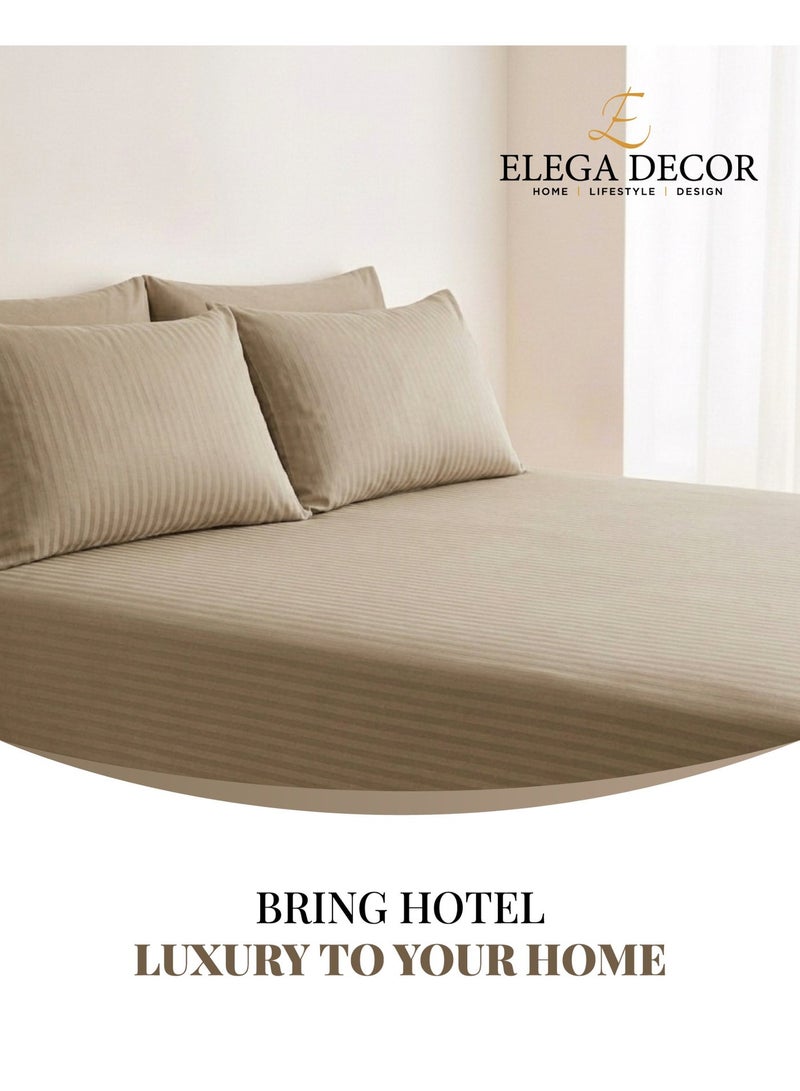 Elega Decor 210TC Cotton Satin Single Strpies Bed Sheet Set 2PC | Soft Breathable Satin Flat Sheet 180x260 cm | 1 pillowcase 50x75 cm | OEKO-TEX & ECAS Certified - Image 3