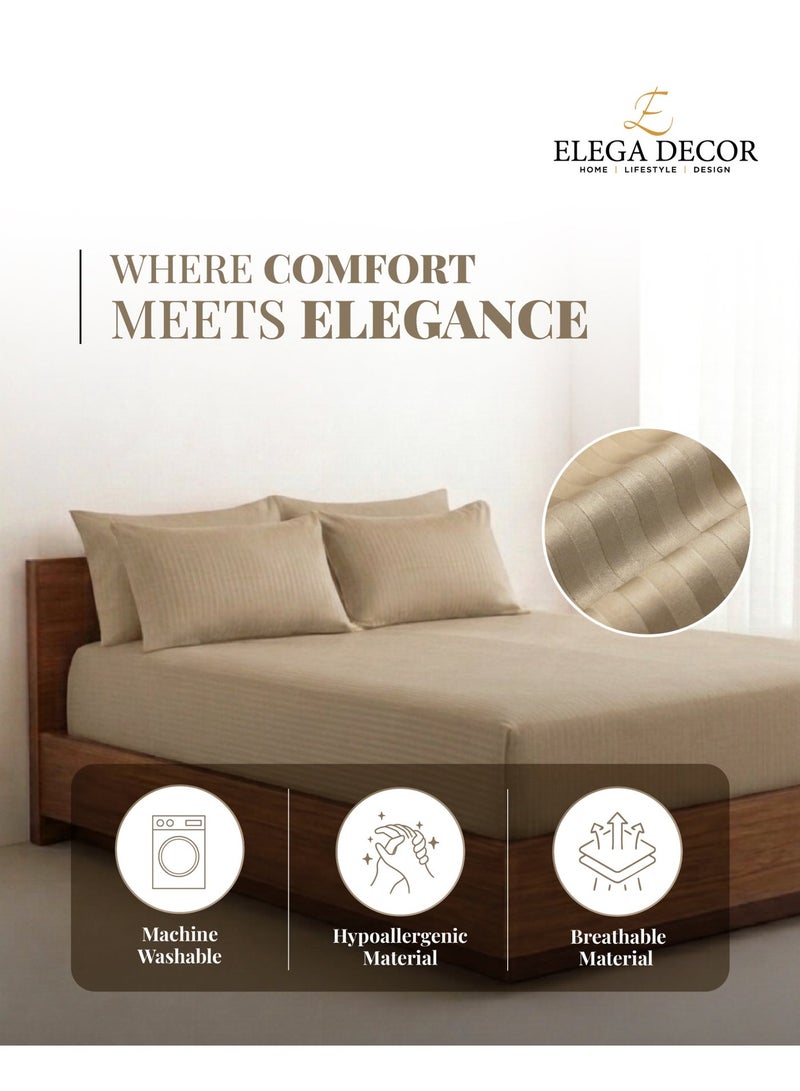 Elega Decor 210TC Cotton Satin Single Strpies Bed Sheet Set 2PC | Soft Breathable Satin Flat Sheet 180x260 cm | 1 pillowcase 50x75 cm | OEKO-TEX & ECAS Certified - Image 4