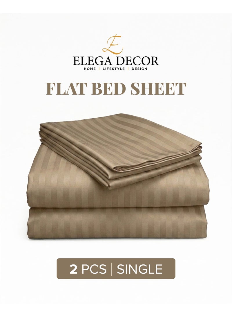 Elega Decor 210TC Cotton Satin Single Strpies Bed Sheet Set 2PC | Soft Breathable Satin Flat Sheet 180x260 cm | 1 pillowcase 50x75 cm | OEKO-TEX & ECAS Certified - Image 5
