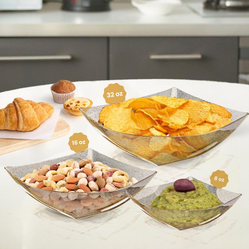 R-kay 6 Pack Gold Small Plastic Serving Bowls 8 oz - Gold Glitter Small Plastic Bowls for Parties, Premium For Weddings Catering And Birthday parties - Image 4