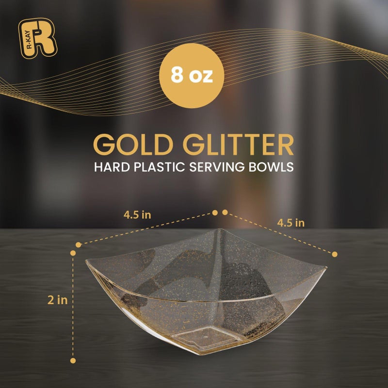 R-kay 6 Pack Gold Small Plastic Serving Bowls 8 oz - Gold Glitter Small Plastic Bowls for Parties, Premium For Weddings Catering And Birthday parties - Image 3