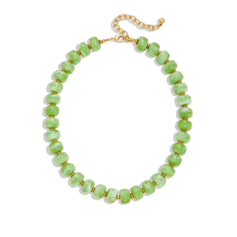 INNERDIVA Chunky Beaded Necklace for Women Statement Big Large Light Green Bead Choker Necklaces Trendy Summer Beach Beachy Womens Charm Jewelry Boho Colorful Resin Gemstone Necklace Prom Accessories - Image 1