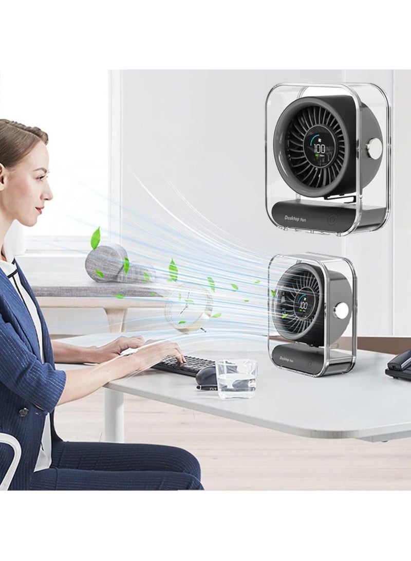 Denx Desk Fan, Portable Rechargeable Strong Airflow Fan Quiet Digital Display Air Circulator Fan, Air Circulator Desk Fan Quiet,100-Speed Turbo Desktop Fan, for Bedrooms, Offices, Travel, Camping - Image 4