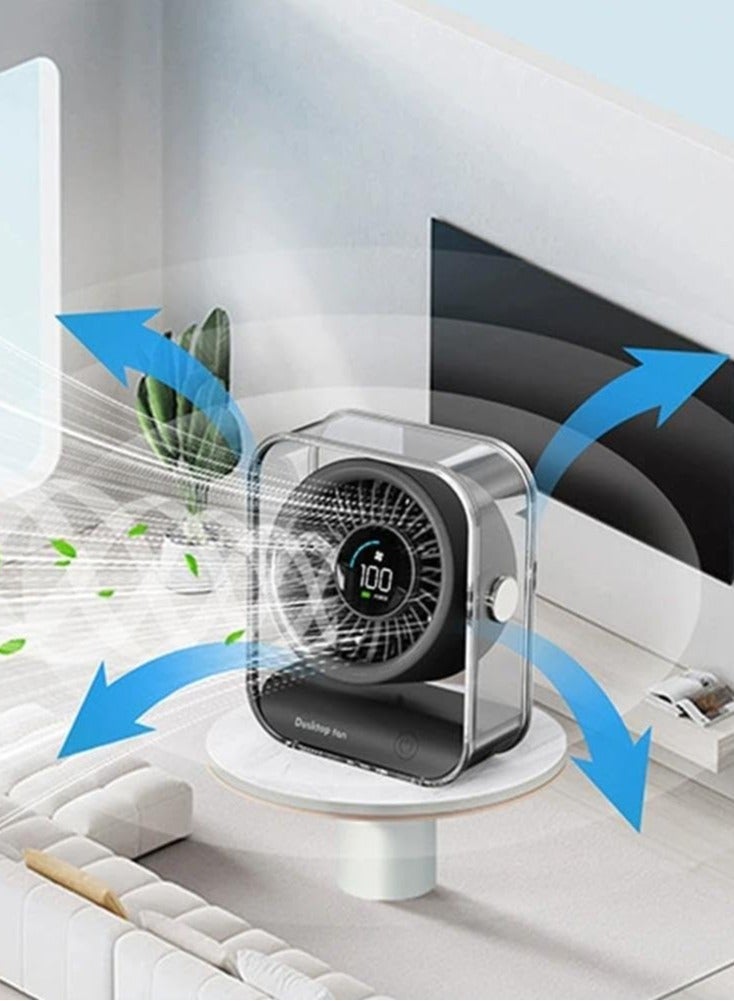 Denx Desk Fan, Portable Rechargeable Strong Airflow Fan Quiet Digital Display Air Circulator Fan, Air Circulator Desk Fan Quiet,100-Speed Turbo Desktop Fan, for Bedrooms, Offices, Travel, Camping - Image 3