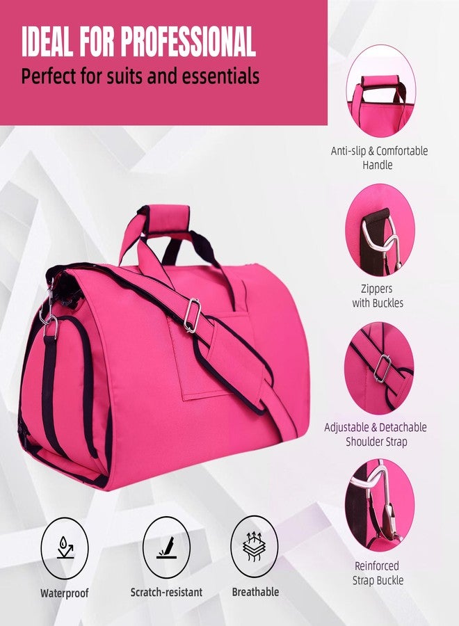 FUOCO Trolly Convertible Duffle Garment Bag for Men Women Suit Carrier for Travel Blazer Carry overnighter Space Saving Duffle Bags, Multi-Functional Coat Pant Cover with Hanger (Pink) - Image 4