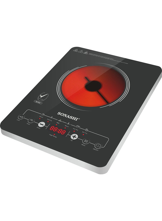 SONASHI Infrared Ceramic Cooker With Display Power | 4 Digit LED Display With Touch Sensor Control And 12 Level Power Settings | Portable And Compact Infrared Cooker 2200 W SIS-015N Black - Image 2