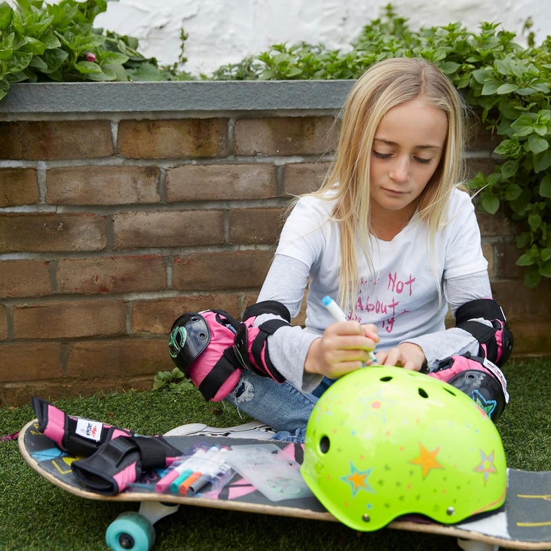 Wipeout Dry Erase Kids Helmet for Bike, Skate, and Scooter - Neon Zest, Ages 5+ - Image 4
