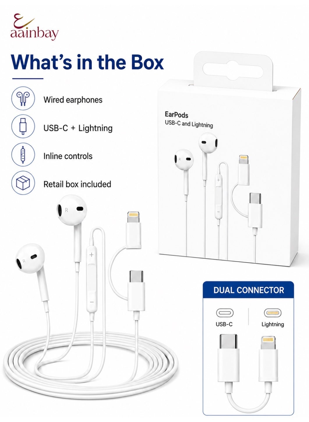 aainbay Aainbay Earpods usb-c Lightning ZB04E9163ED0954C126ECZ