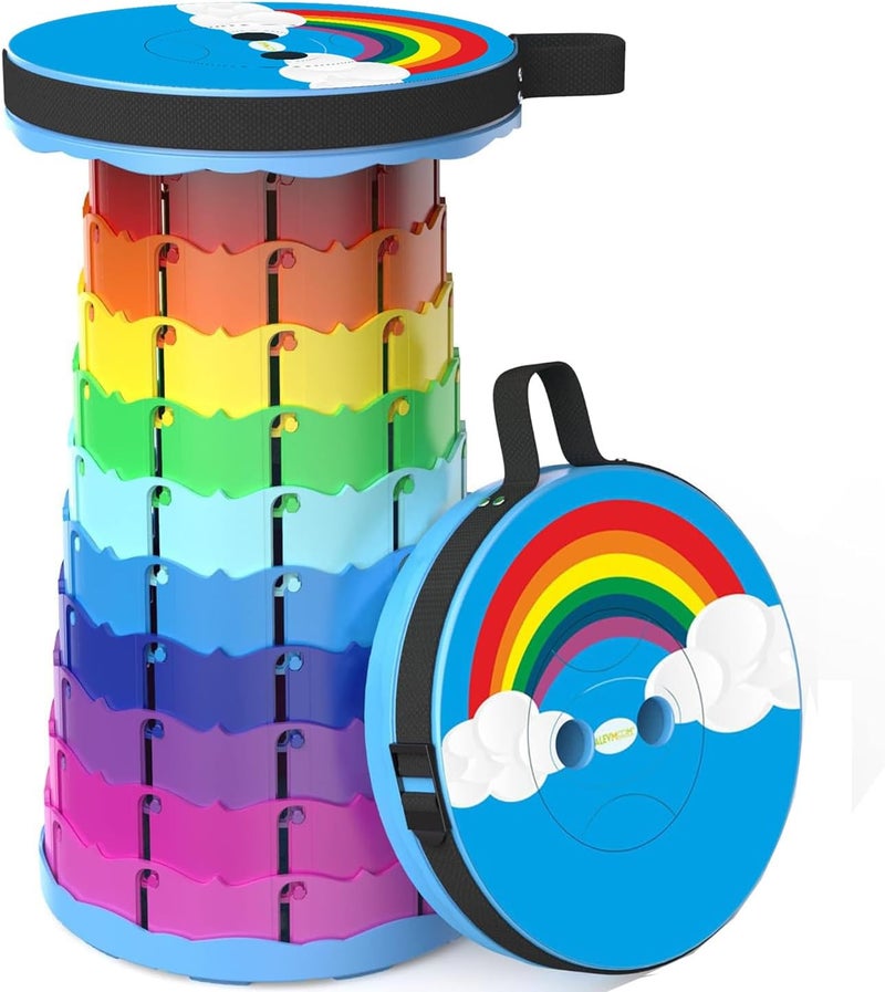 ALEVMOOM Portable Collapsible Stool Retractable Folding Telescoping Stool for Adults Sturdy Capacity 440lbs Foldable Camping Stool for Outdoor Hiking Garden BBQ - Image 1