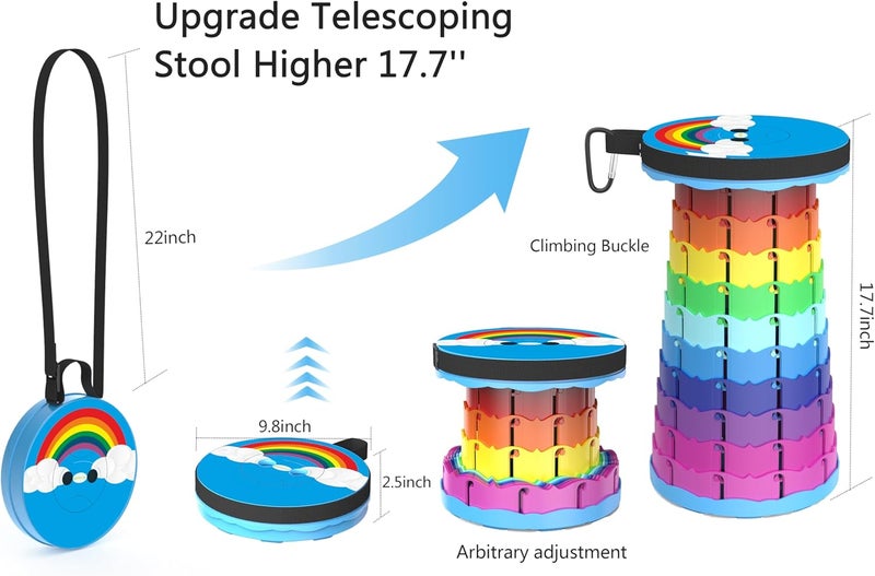 ALEVMOOM Portable Collapsible Stool Retractable Folding Telescoping Stool for Adults Sturdy Capacity 440lbs Foldable Camping Stool for Outdoor Hiking Garden BBQ - Image 5