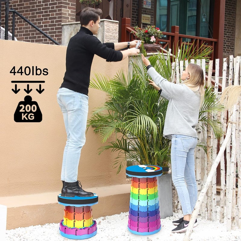ALEVMOOM Portable Collapsible Stool Retractable Folding Telescoping Stool for Adults Sturdy Capacity 440lbs Foldable Camping Stool for Outdoor Hiking Garden BBQ - Image 2