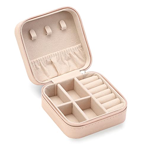ZPROW Travel Jewelry Case, Mini Portable Jewelry Travel Boxes, Small Jewelry Organizer for Rings, Earrings, Pendants, Watches, Necklaces, Lipsticks Organizer Storage Holder Case (Pink) - Image 1