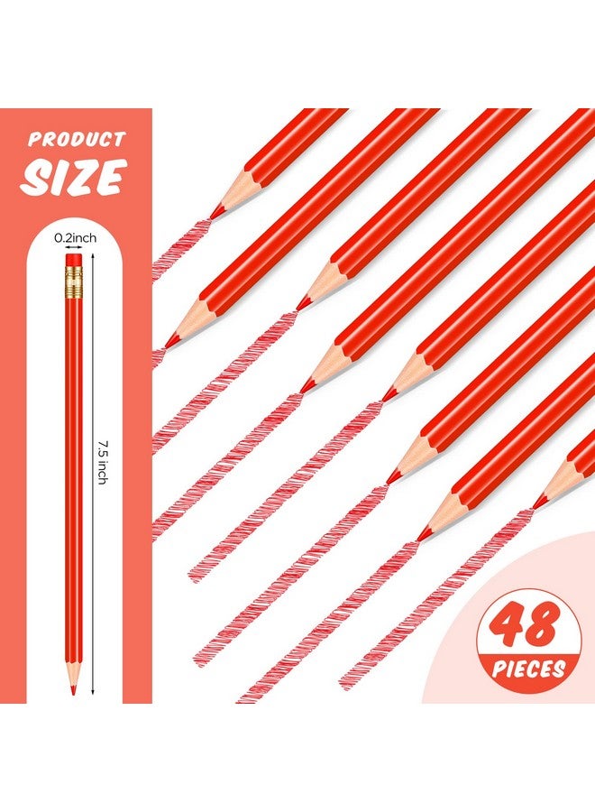 Chinco 48 Pieces Red Pencils With Eraser Pre Sharpened Pencils Red Checking Pencils Red Correcting Pencils Erasable 2 Hb Grading Pencil For Checking Tests Grading Map Coloring Editing Office Favors - Image 2